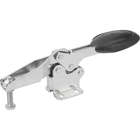 Kipp Horizontal Toggle Clamps w. Safety Lock, flat foot, adj. spindle, SS K0660.106100
